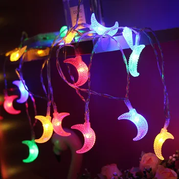 1.5 M/3M/6M Luna Forma LED Cadena de Luz de la Iluminación navideña Luces de Hadas de la Guirnalda de la Navidad de la Boda de Fiesta de EID el Ramadán Decoración