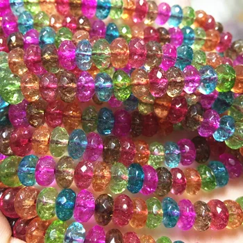 Multicolor simulado turmalina facetas ábaco de cristal 5x8mm rondelle sandía jades suelta perlas de la joyería de 15 pulgadas MY4615