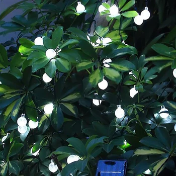 5M 6M Solar de la Lámpara de la Cadena de la Bola de LED al aire libre de la Luz de Flash Impermeable de Hadas Guirnalda de Luz Para Jardín Casa de Navidad de la Boda Decoración