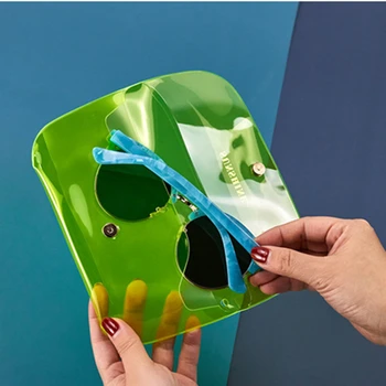 COMPLEMENTOS de Moda de la Jalea de Gafas Simplicidad Complemento Gafas Portátil Gafas de sol de la Caja de Almacenamiento de PVC de Gafas de Tapa del Recipiente de