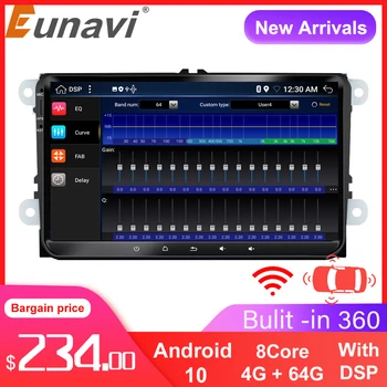 Eunavi 2 Din Android 10 de la Radio del Coche Reproductor Multimedia Para VW/Volkswagen/Golf/Polo/Tiguan/Passat/b7/b6/ASIENTO/Leon/Skoda/ Octavia DSP