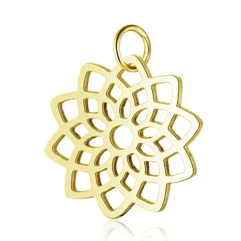 5pcs/Lote de la Moda Colgante de los Encantos Abrir Elegante Lotus Chakras Acero Inoxidable Material de Bricolaje Pulsera del Collar de la Joyería