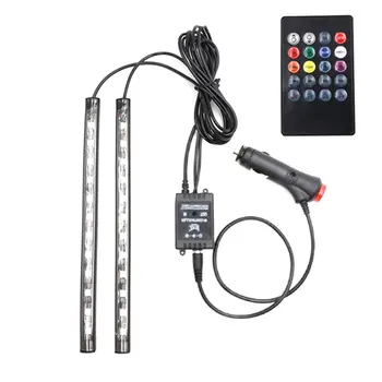 USB encendedor de Cigarrillos del Auto LED Interior del Ambiente Decorativo Lámpara Colorida Controlado por la Voz de la Lámpara del Coche de Pie de Luz Ambiente de la Lámpara