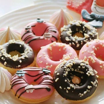 18 de la Cavidad de Silicona Donuts de Repostería Molde de BRICOLAJE de Postre Pastel de Chocolate en Forma de Donut No Palillo 3D para Hornear de Moldes de utensilios de Cocina