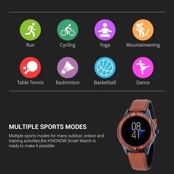 KINGNOW de los Hombres de los Relojes Inteligentes Para Mujer reloj de pulsera de Madera 2021 Reloj de los Deportes Para Android, ios Multifuntional Impermeable 3ATM Reloj