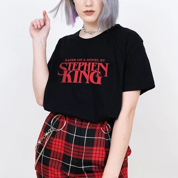 Basada en Una Novela de Stephen King, T-shirt de Moda Divertido de Halloween Camiseta de Mujer Chica Tumblr Streetwear Camisetas de Algodón Tops de la Nave de la Gota