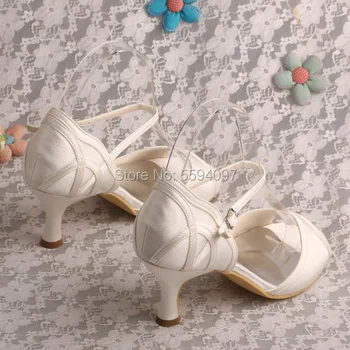 Personalizado Mary Jane Sandalias de Tacón Mujer 6.5 CM Color Marfil de la Boda Zapatos de Tamaño 6