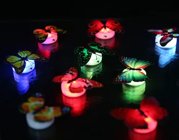 ## Cambiante colorido de la Mariposa de Noche LED Lámpara de Luz de la Casa Habitación de la Fiesta de la boda Escritorio Decoración de la Pared con ventosa Niños Regalos