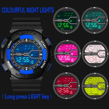 2020 Siete Colores Colorido Luminoso Multi de la Función de los Deportes de Moda Reloj Electrónico reloj de los hombres часы мужские erkek kol saati
