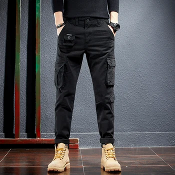 La Moda Streetwear De Los Hombres Pantalones Vaqueros De Diseñador Recién Múltiples Bolsillos Casual De Algodón Pantalones De Los Hombres De Camuflaje Militar Overoles Pantalones