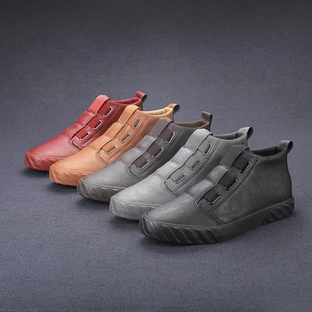 2020 los Nuevos Hombres de Cuero Genuino Casual Zapatos de los Hombres de Encaje de Nuevas Zapatillas de deporte de Moda antideslizante Transpirable Pisos de los Zapatos de los Hombres