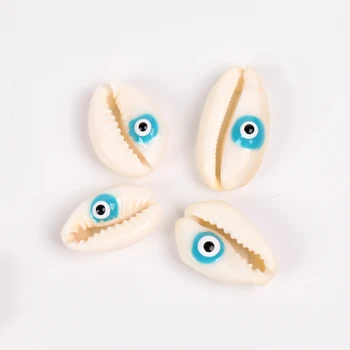 10Pcs Natural de Ojos Azules Concha de Cauri Concha Floja Espaciador Perlas de la Playa de BRICOLAJE para la Fabricación de la Joyería Pulsera de Conchas de Mar 10-20mm