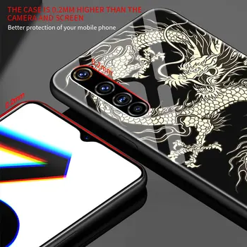 Dragón rojo de Cristal Templado de la caja del Teléfono para Realme 7 6 5 C3 Pro XT 7i para Oppo A9 2020 A52 Encontrar X2 Lite Cubierta de Shell Capa