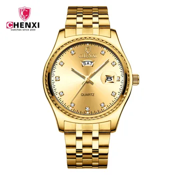 2020 CHENXI los Hombres Relojes de Lujo Relojes de Diamantes de los Hombres de Oro Amarillo de Relojes de Lujo de Negocios de Acero Inoxidable Relojes de Cuarzo de los Hombres