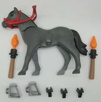 Playmobil Geobra Gris Caballo y la Antorcha de la figura de Acción de juguete de Colección A74B
