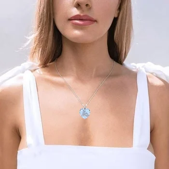 En Forma de corazón de Cristal de Cristal Blanco Gato Patrón Colgante de Collar de las Mujeres Collar de la Moda de los Animales de la Mariposa Accesorios Partido Jewelr
