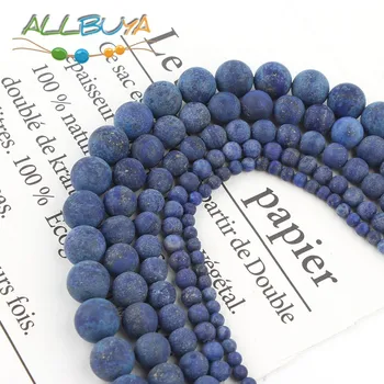 AAA Natural de la Ronda de Mate Minerales Cuentas de Piedra Azul Opaco polaco Lapislázuli, Perlas para la Joyería de BRICOLAJE Pulsera del Encanto de 15 pulgadas