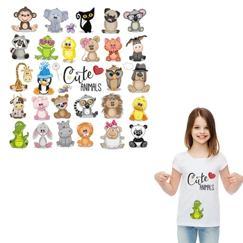 25Pcs/Lot Animal Parches Para la Ropa Lavable de Impresión En la Camiseta de Bricolaje Accesorios de la Ropa de la Decoración de Hierro-En la Ropa del Perro del Gato Rana
