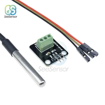 Sensor de Temperatura DS18B20 Kit de Módulo Impermeable de 100CM Sensor Digital de Cable de la Sonda de Acero Inoxidable Adaptador de Terminal Para Arduino