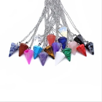 La moda 1pcs Forma de Bala Colgante NecklacesHexagonal Prisma de Ojo de Tigre de piedra Ágatas Señaló Colgantes de las Mujeres de la Moda de Joyería