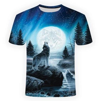 2020 hombres Nueva camiseta de la impresión 3D de lobo casual hombres camiseta de la famosa marca de moda joven camisetas divertidas hombres ropa de hip hop tops y camisetas