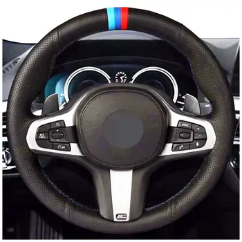 Coche de la Cubierta del Volante de BMW M X3 G01 X4 G02 X5 G05 G15 G16 G14 G32 G30 G31 G20 G21 Suave Gamuza Negro de Cuero Genuino