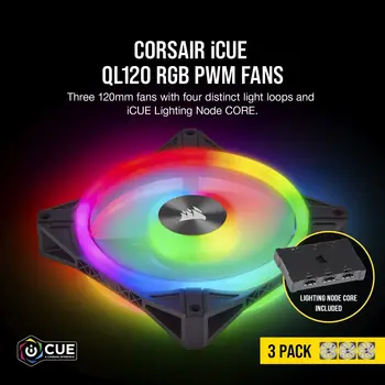 Corsair Fan de la Serie QL Ql120 RGB de 120mm LED RGB Ventilador negro/color blanco original