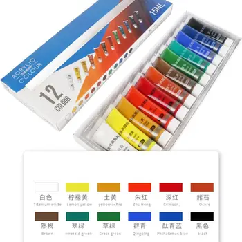12/24 Artista Colores de las Pinturas de Acrílico 15 ml Tubos de Dibujo Pintura Pigmento pintado a Mano de Pintura de la Pared DIY Mayorista