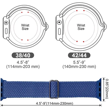 Trenzado Solo Bucle De Apple de la banda de reloj de 44 mm 40 mm 38 mm 42 mm de Nylon Ajustable Elástico de la correa de pulsera de iWatch serie 3 4 5 se 6 correa