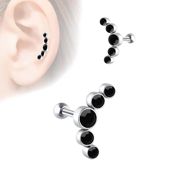 1Pc Circón Oído de Uñas de Acero Inoxidable Hueso del Oído Perno de Barra Piercing Cartilago de Cristal de la Joyería de Ópalo Cartílago de la Hélice Tragus Stud Earrin