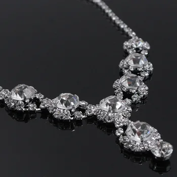 DSHOU168 Brillante de Cristal de Circón de Novia Collar Aretes Conjunto de la Cadena de la Boda Romántica de 2 piezas, Accesorios