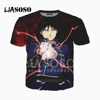 LIASOSO la Impresión 3D Unisex de Anime Fullmetal Alchemist Brotherhood Roy Mustang Edward Elric Camiseta de Verano T-shirt Casual Superior X2412