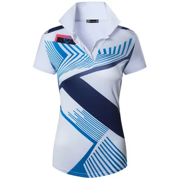 Jeansian Estilo de la Moda para la Mujer Casual de Manga Corta T-Shirt Camiseta de Impresión de la Camisa de Polo de la Camiseta de Golf Polos de Tenis Bádminton SWT316 Blanco