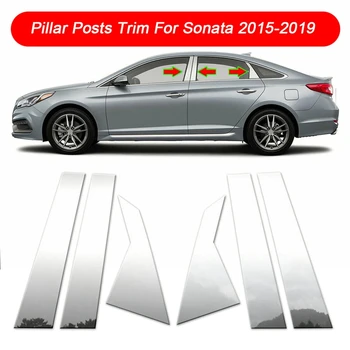 6Pc Conjunto de la Ventana de Coche Pilar Post Cubre Protector de Recorte de Cromo de Acero Inoxidable para Hyundai Sonata-2019 Accesorios