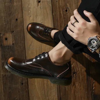 Marca Transpirable Hombres de Oxford Zapatos de Calidad Superior Zapatos de Vestir de los Hombres Pisos de la Moda de Cuero Genuino Casual Zapatos de los Hombres Zapatos de 44