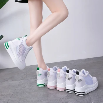 Nueva Primavera de la Mujer Grueso Zapatillas de deporte coreano Vulcanizar Zapatos 2021 Hembra Blanca de la Plataforma de Suela Gruesa Ejecución Casual Papá Zapatos de Mujer