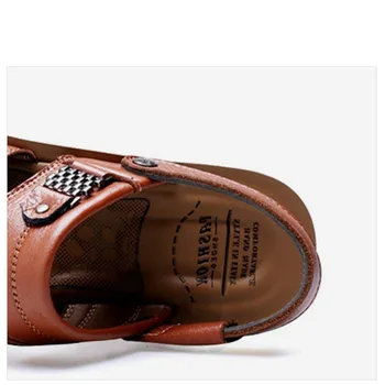 AQ127 Más el Tamaño de 38-48 los Hombres de Cuero Genuino de Sandalias de Verano de los Zapatos de los Hombres Zapatillas Suaves Hombres Gladiador Pie Calzado zapatos hombre