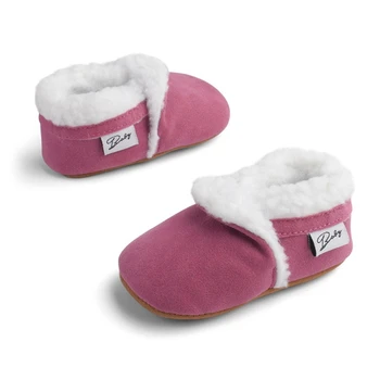 Caliente del invierno Recién nacido Bebé Niño Niño Niña Botas Cortos de Felpa Suave con Suela antideslizante Cuna de Bebé Zapatos de 0-18M