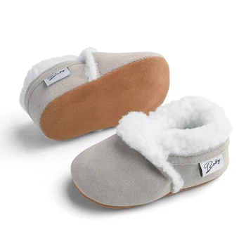 Caliente del invierno Recién nacido Bebé Niño Niño Niña Botas Cortos de Felpa Suave con Suela antideslizante Cuna de Bebé Zapatos de 0-18M