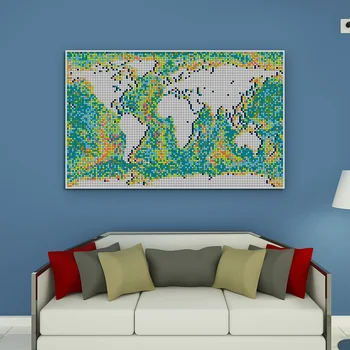 10240pcs MOC Mundo del Píxel del Mapa de Mosaico de Arte del Retrato Bloques de Construcción de Fondo Pintado de la Decoración de Diy Ladrillos Juguetes de Regalo