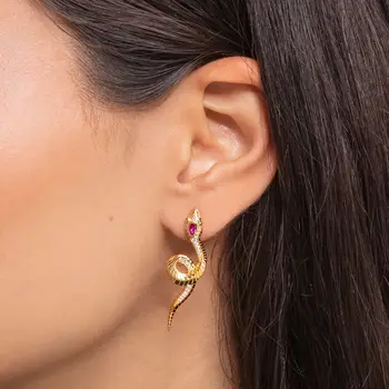 Hemiston de Titanio de Acero del Oído Clavo de Oro de Color de Plata Circón Serpiente Oído de Uñas Para los Hombres o las Mujeres del Oído de la Joyería de Regalo de Cumpleaños