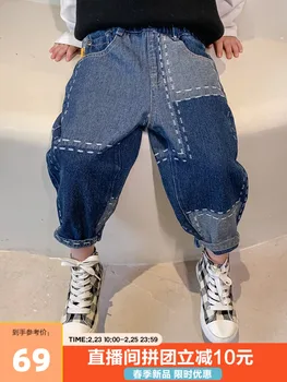 Chicos Jeans de Algodón Puro 2021 Nueva Primavera y el Otoño, Medianas y Grandes de los Niños Guapo Pantalones de Estilo coreano Pantalones Casuales de la Moda
