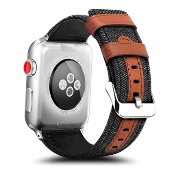 Ver los accesorios para el apple watch 3 2 banda de 42 mm 38 mm apple watch 4 5 banda de 44 mm 40 mm iwatch de Tela & Cuero Genuino pulsera