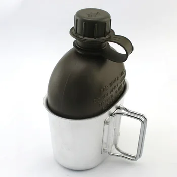 1 juego de la Botella de Agua Hervidor de Agua Cantimplora de Aluminio Recipiente y Bolsa de Almacenamiento para el Senderismo Acampar al aire Libre Color al Azar