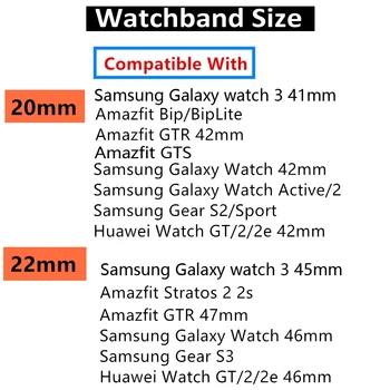 20 cinturino en Nylon intrecciato 22MM por Samsung Galaxy Reloj 3 41 45 mm Engranaje S3 Frontera 46/42 Activo 2 Amazfit Bip Huawei GT/