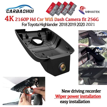HD 4K 2160P Plug and play del Coche DVR Grabador de Vídeo Dash Cam Cámara Para Toyota Highlander 2018 2019 2020 2021 Coche grabadora de conducción