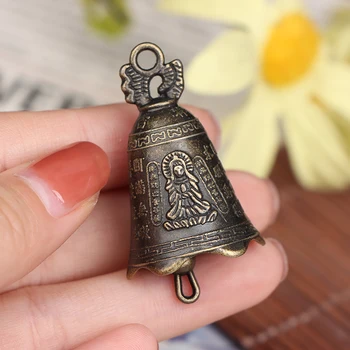 Antiguo Bell Chino Mini Escultura Orar Buda Guanyin Bell Feng Shui Bell