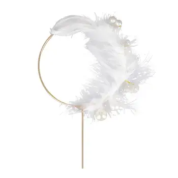 De la pluma de Ala Decoración de Pastel Círculo de la Perla de la Magdalena de Topper de selección para la Boda de la Fiesta de Cumpleaños