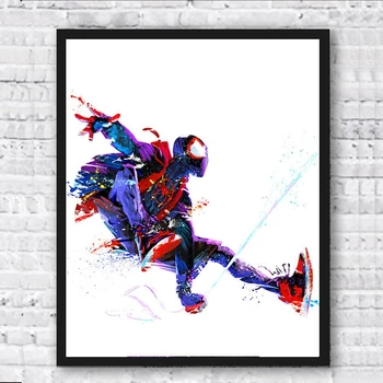 Disney Posters y las Impresiones de la Lona de Pintura En la Pared de Arte de la Película Marvel Acuarela Movimiento de Spiderman Imagen para la Habitación de Decoración para el Hogar
