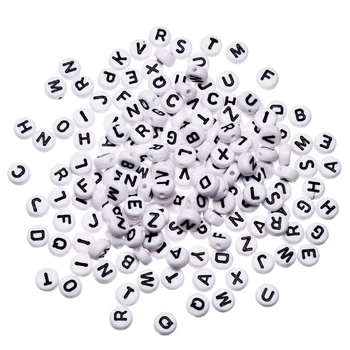 100x Blanco Letra del Alfabeto Acrílico Suelta Perlas Para la Pulsera de la Joyería de BRICOLAJE Encontrar
